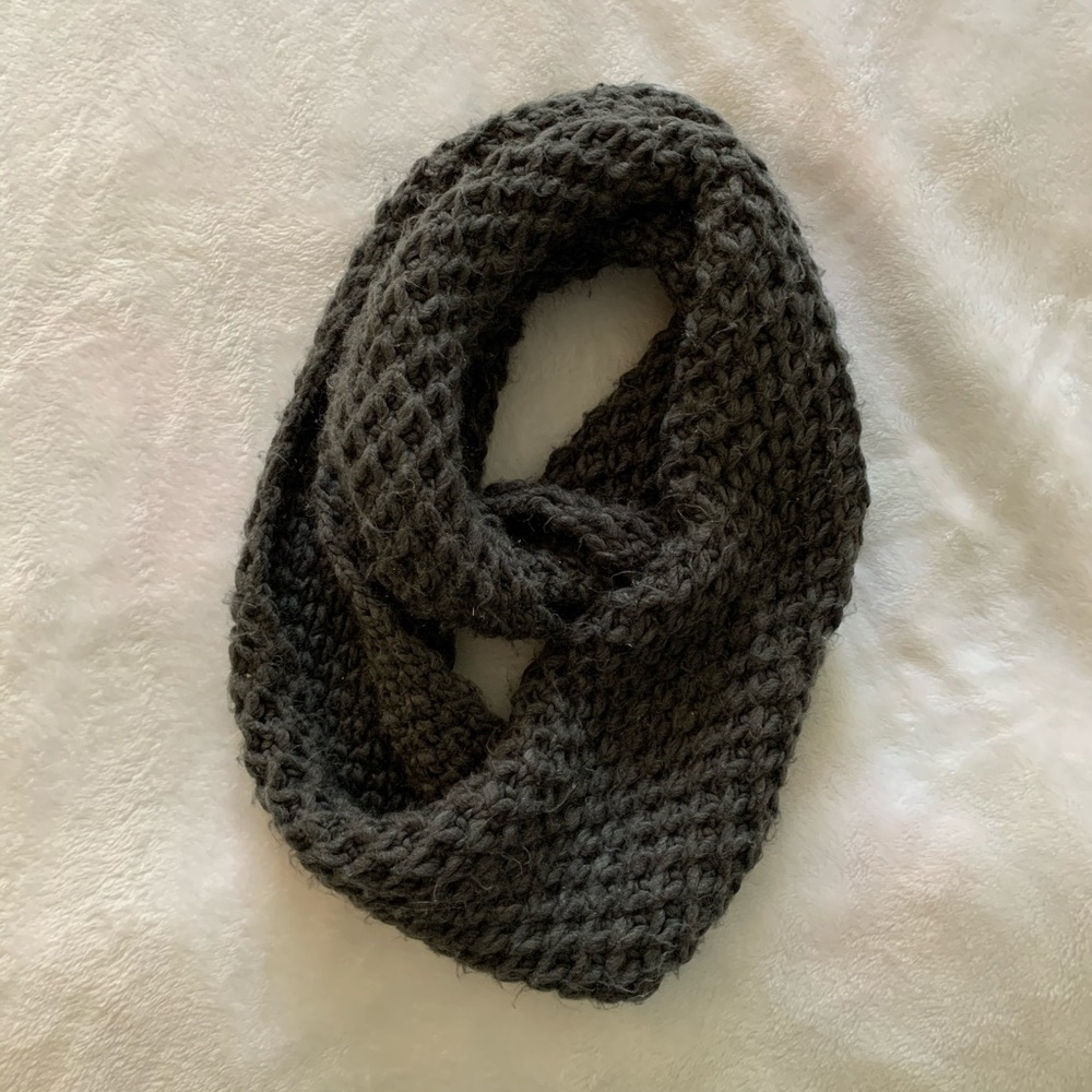 Dark gray knit infinity scarf